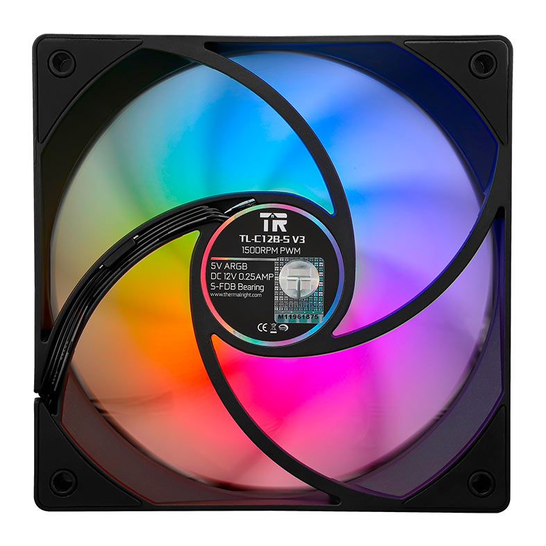 Ventoinha Thermalright TL-C12B-S V3, ARGB, 120mm, Preto, TL-C12B-S-V3