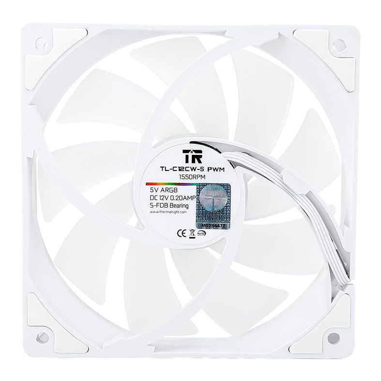 Ventoinha Thermalright C12C S, ARGB, 120mm, Branca, TL-C12CW-S