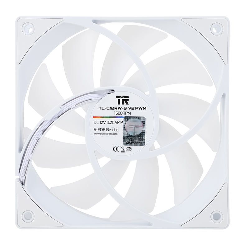 Ventoinha Thermalright TL-C12RW-S V2, ARGB, 120mm, Branco, TL-C12RW-S-V2