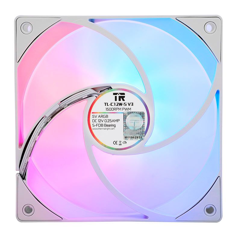 Ventoinha Thermalright TL-C12W-S V3, ARGB, 120mm, Branco, TL-C12W-S-V3