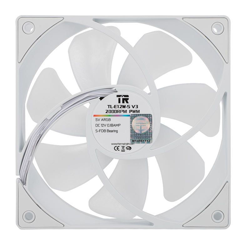 Ventoinha Thermalright TL-E12W-S V3, ARGB, 120mm, Branco, TL-E12W-S-V3