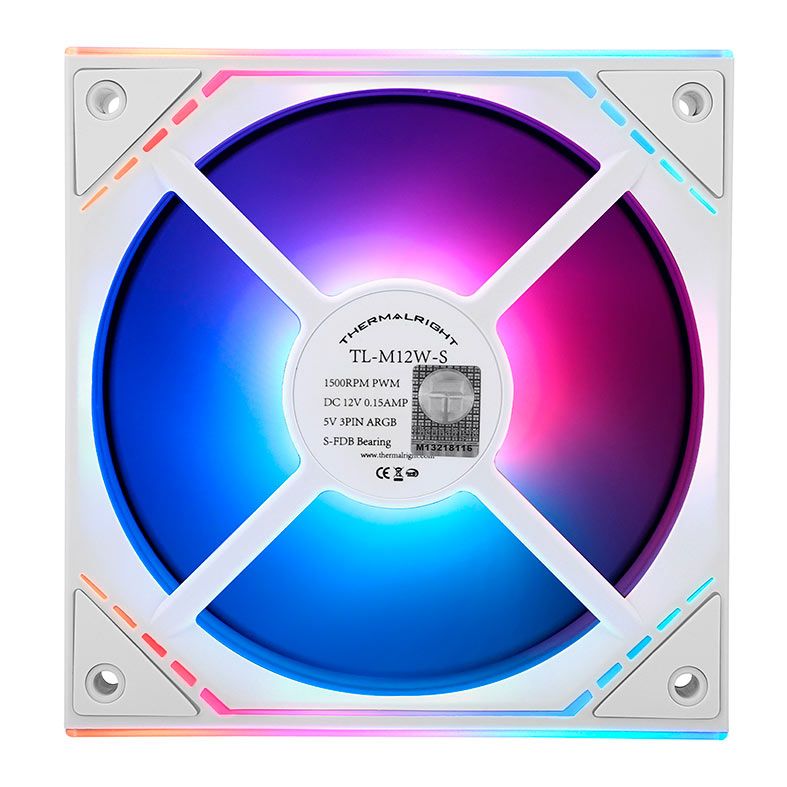 Ventoinha Thermalright TL-M12W-S, ARGB, 120mm, Branco, TL-M12W-S