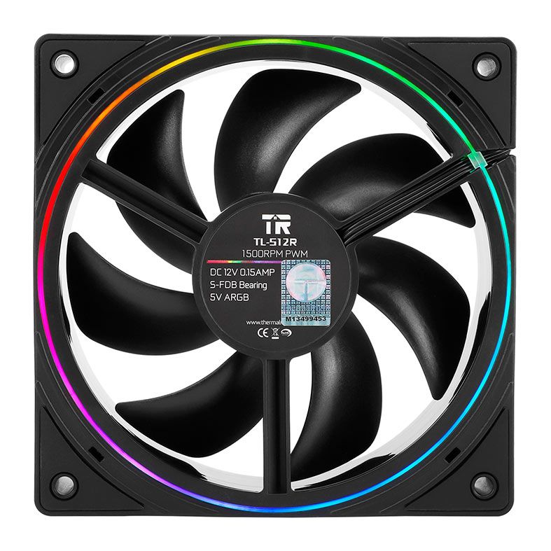 Ventoinha Thermalright TL-S12R, RGB, 120mm, Preto, TL-S12R