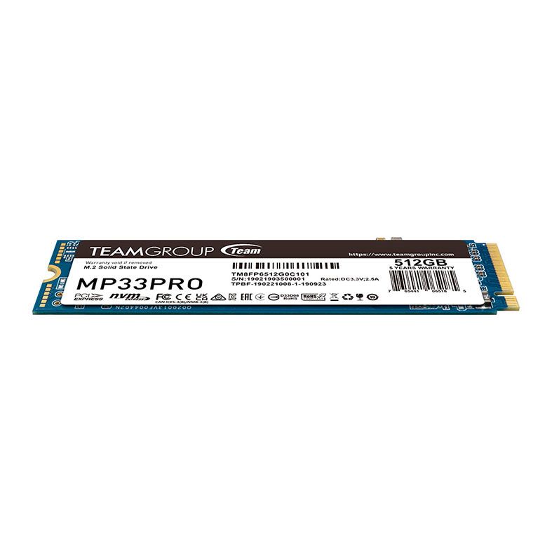 SSD Team Group MP33 Pro, 512GB, M.2 2280, PCIe NVMe, Leitura 3500MB/s, Gravacao 3000MB/s, TM8FPD512G0C101