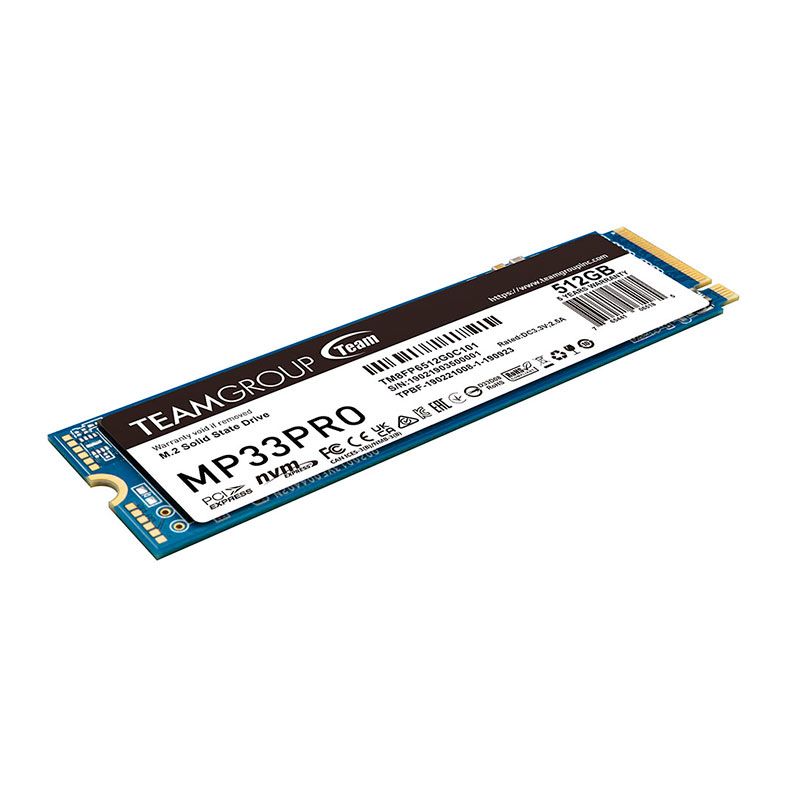 SSD Team Group MP33 Pro, 512GB, M.2 2280, PCIe NVMe, Leitura 3500MB/s, Gravacao 3000MB/s, TM8FPD512G0C101