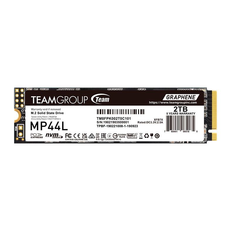 SSD Team Group MP44L, 2TB, M.2 2280, PCIe NVMe, Leitura 4800MB/s, Gravacao 4400MB/s, TM8FPK002T0C101