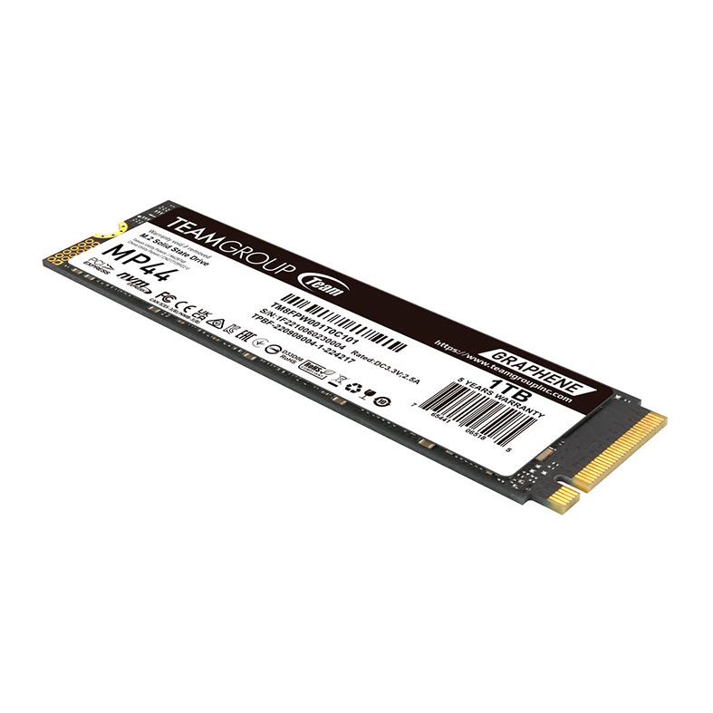 SSD Team Group MP44, 1TB, M.2 2280, PCIe NVMe, Leitura 7400 MB/s, Gravacao 6500 MB/s, TM8FPW001T0C101