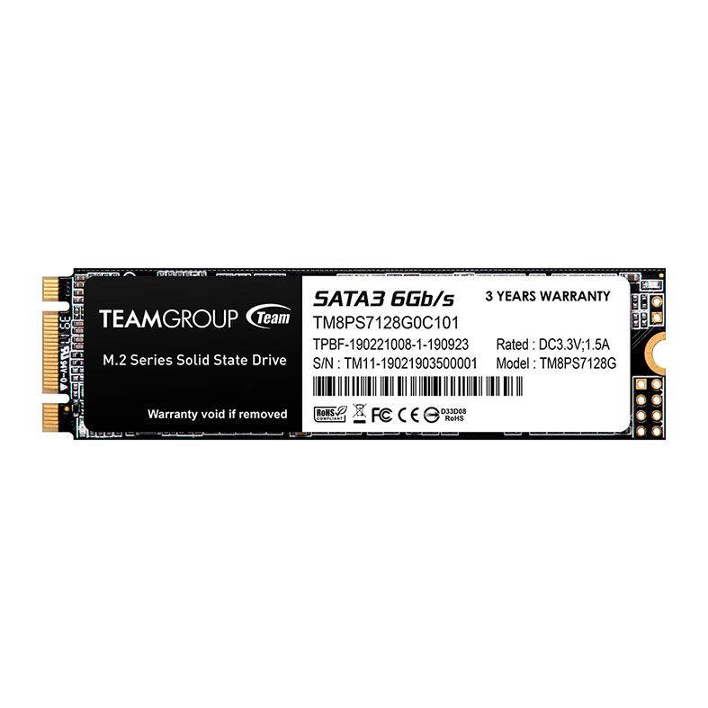 SSD Team Group MS30 128GB, M.2 2280, Sata III 6GB/s, Leitura 550MB/s, Gravacao 460MB/s, TM8PS7128G0C101