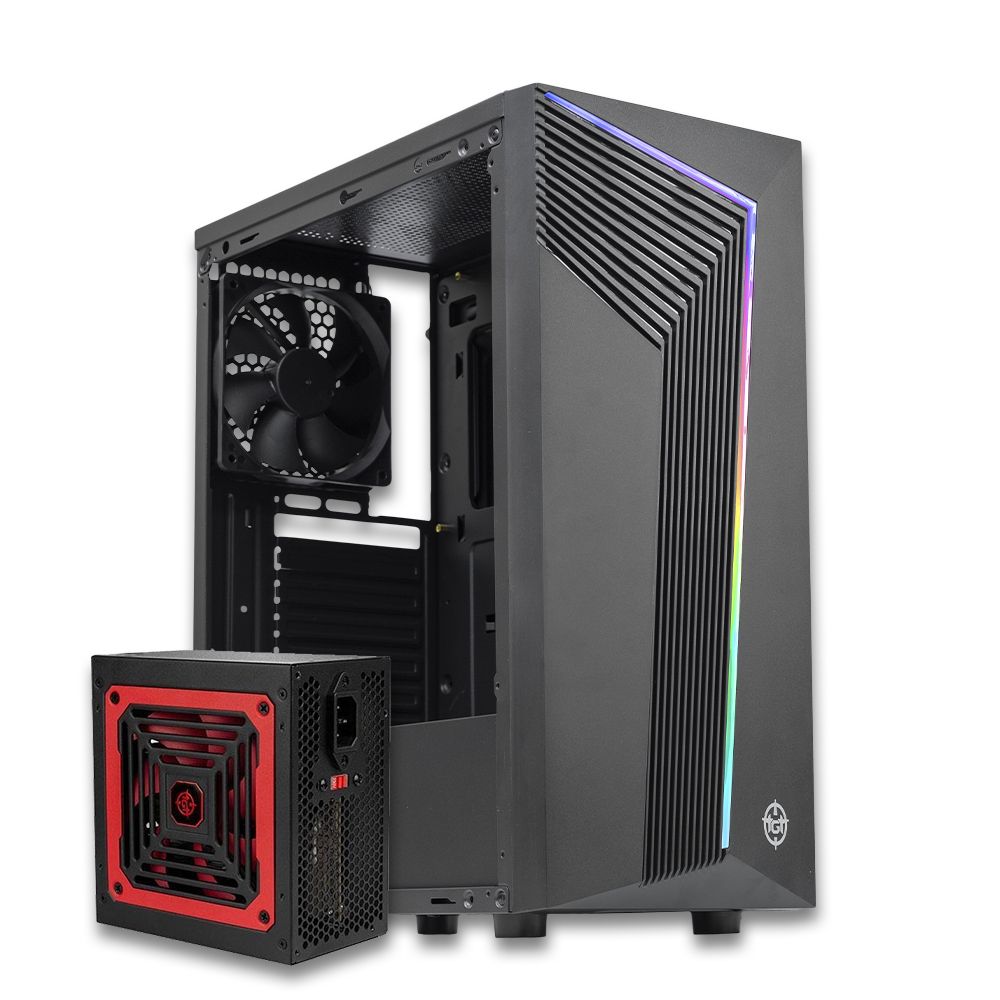 Gabinete Gamer TGT Stalker, RGB, Preto + Fonte TGT Tomahawk 500W Preto, TMWK500
