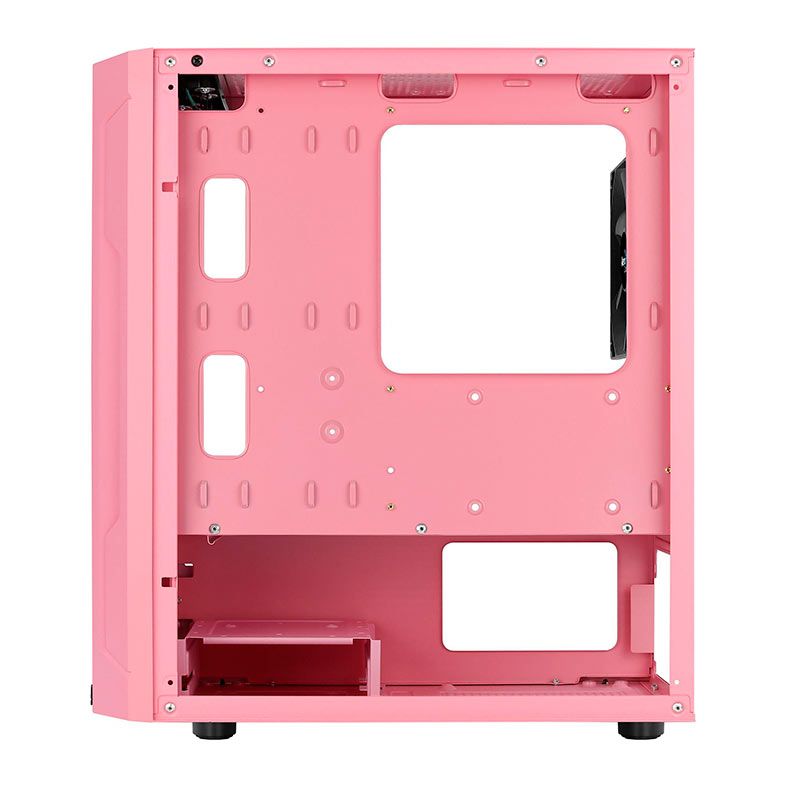 Gabinete Gamer Aerocool Trinity Mini V1, Mini-Tower, Lateral de vidro, Com 1 Fan, Rosa, TRINITY-MINI-V1