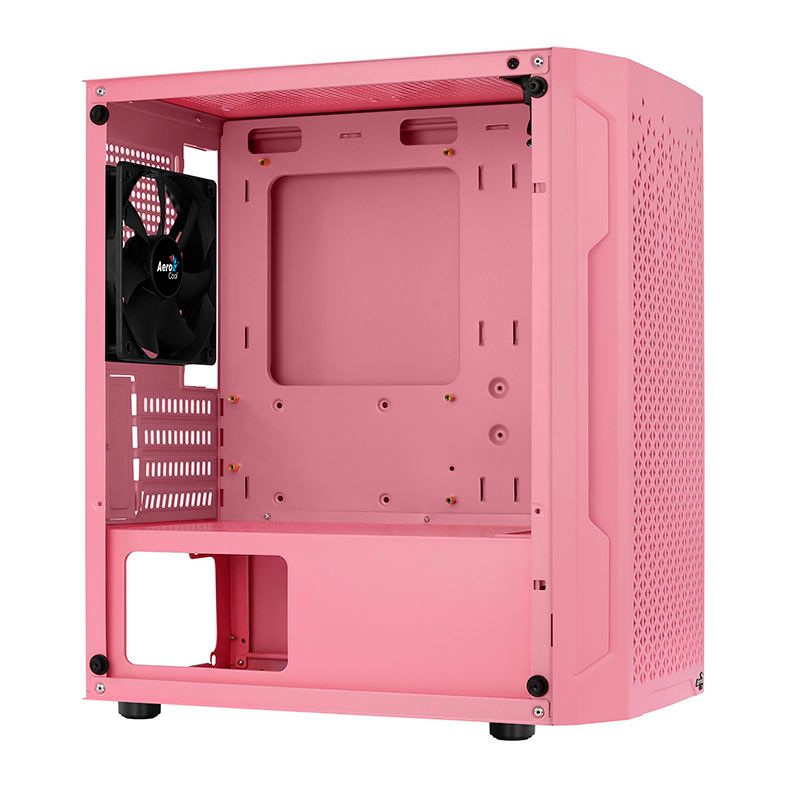 Gabinete Gamer Aerocool Trinity Mini V1, Mini-Tower, Lateral de vidro, Com 1 Fan, Rosa, TRINITY-MINI-V1