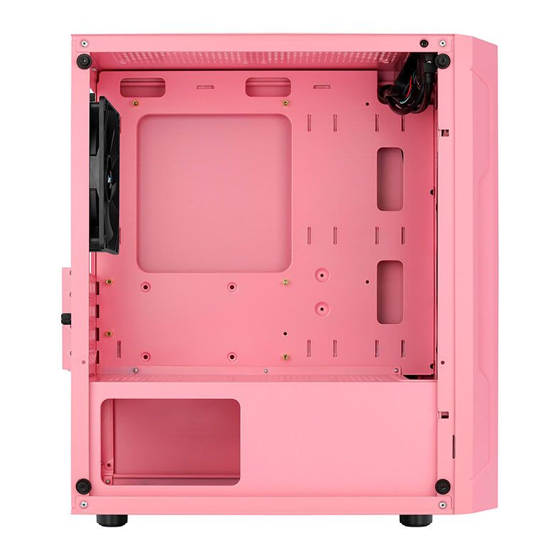 Gabinete Gamer Aerocool Trinity Mini V1, Mini-Tower, Lateral de vidro, Com 1 Fan, Rosa, TRINITY-MINI-V1