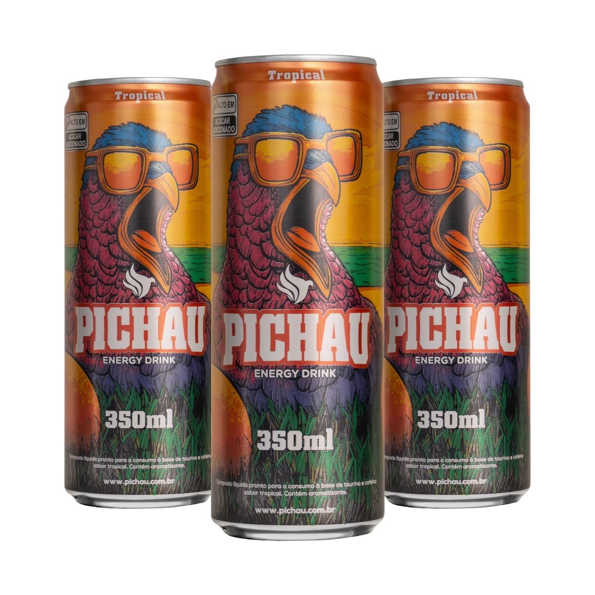 Pack Energetico Pichau Tropical, 350ml, Com Acucar, Com 3 unidades