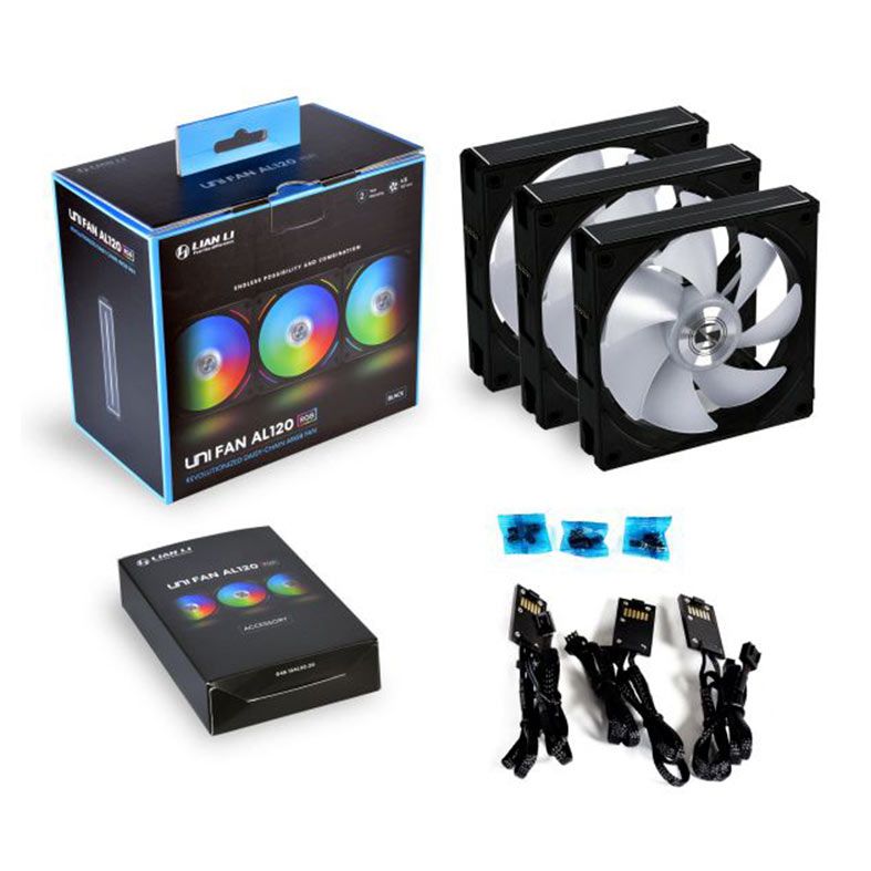 Kit Ventoinha Lian Li Uni Fan Al120, RGB, 3x120mm, Preto, UF-AL120-3B