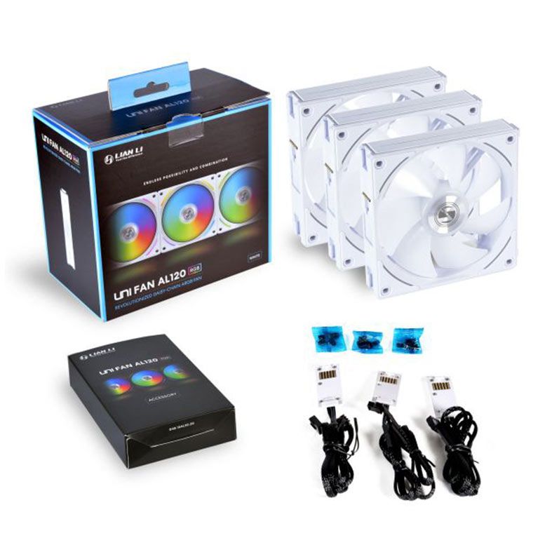Kit Ventoinha Lian Li Uni Fan Al120, RGB, 3x120mm, Branco, UF-AL120-3W