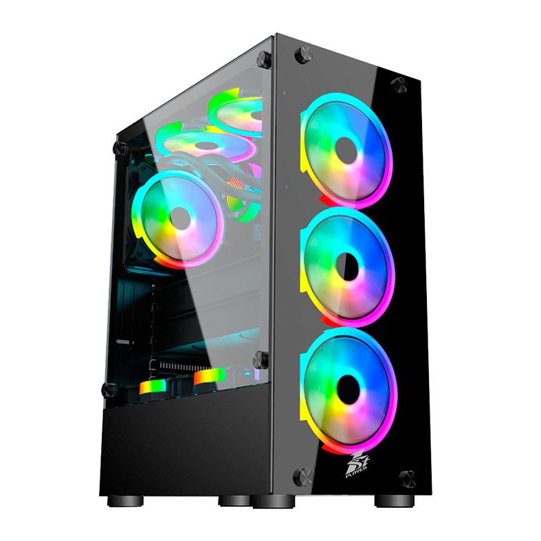 Gabinete Gamer 1STPlayer Fire Dancing V2-A, Mid-Tower, Lateral de Vidro, Preto, V2-A-BK