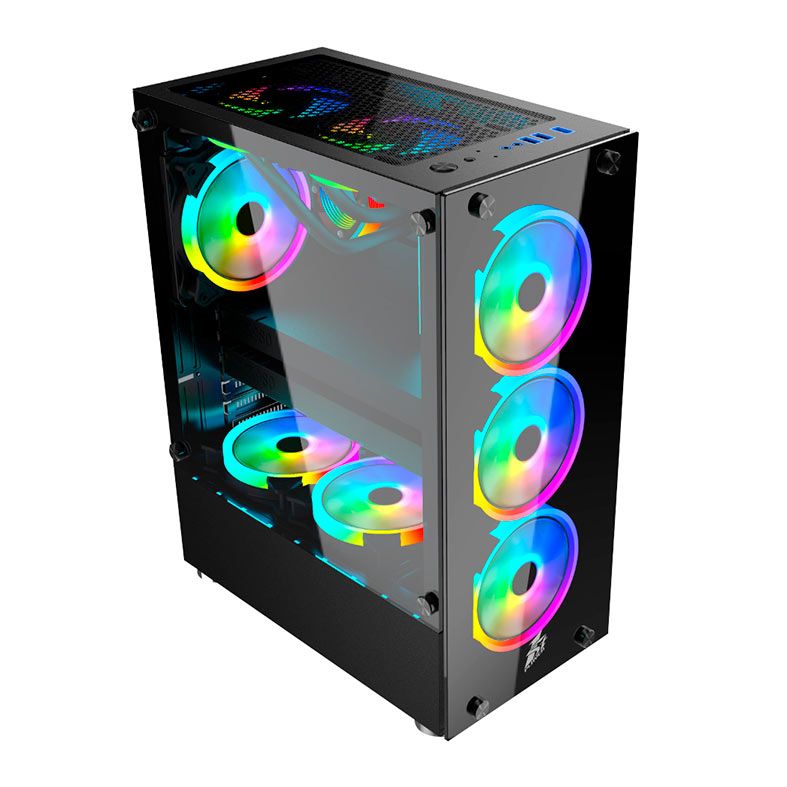 Gabinete Gamer 1STPlayer Fire Dancing V2-A, Mid-Tower, Lateral de Vidro, Preto, V2-A-BK