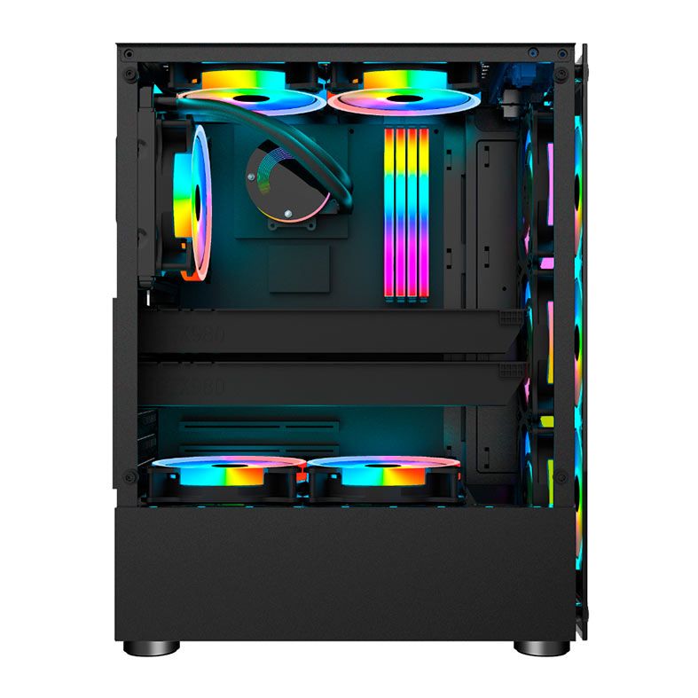Gabinete Gamer 1STPlayer Fire Dancing V2-A, Mid-Tower, Lateral de Vidro, Preto, V2-A-BK