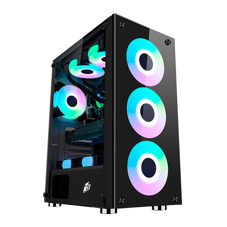 Gabinete Gamer 1STPlayer Fire Dancing V7, Mid-Tower, Lateral de Vidro, Preto, V7-BK