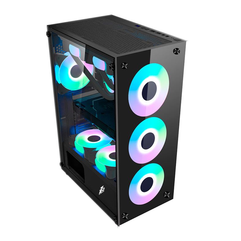 Gabinete Gamer 1STPlayer Fire Dancing V7, Mid-Tower, Lateral de Vidro, Preto, V7-BK