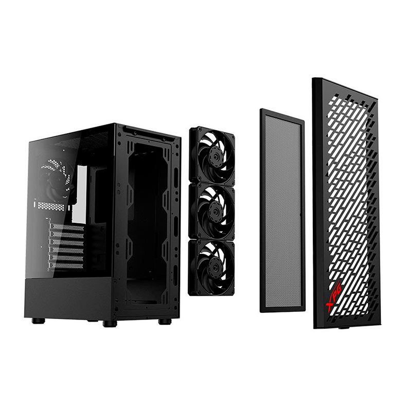 Gabinete Gamer XPG Valor Air, Mid-Tower, Lateral de Vidro, Com 4 Fans, Preto, VALORAIRMT-BKCWW