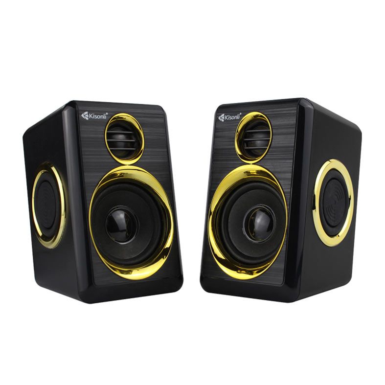 Caixa de Som Kisonli Vibebolt T005, 6W, USB, Preto e Dourado, VBT-T005-BL14-GL
