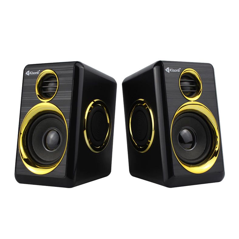 Caixa de Som Kisonli Vibebolt T005, 6W, USB, Preto e Dourado, VBT-T005-BL14-GL