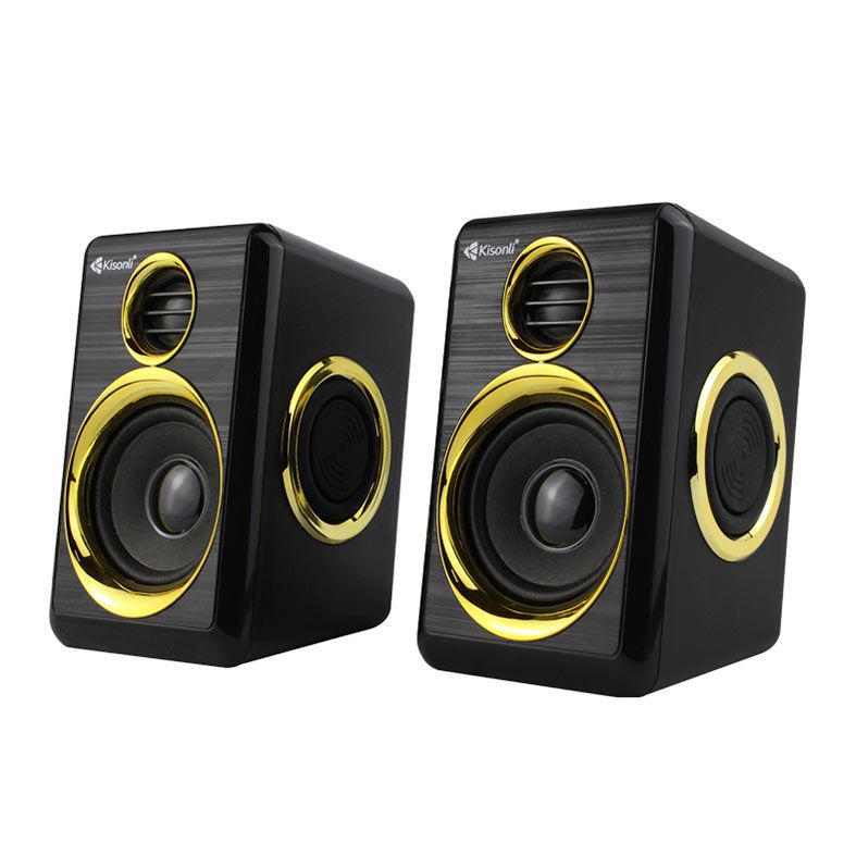 Caixa de Som Kisonli Vibebolt T005, 6W, USB, Preto e Dourado, VBT-T005-BL14-GL