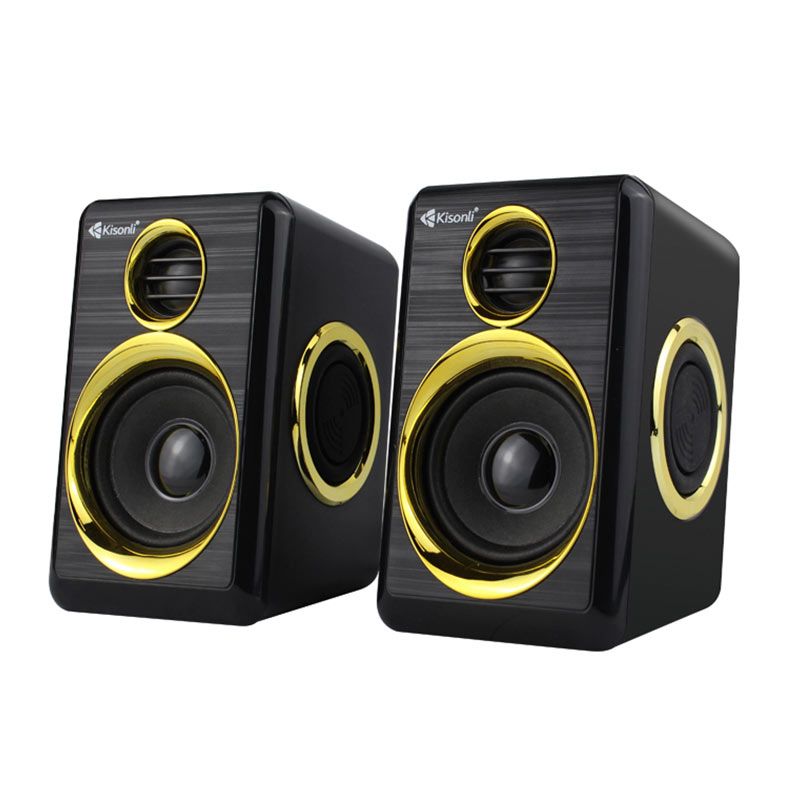Caixa de Som Kisonli Vibebolt T005, 6W, USB, Preto e Dourado, VBT-T005-BL14-GL