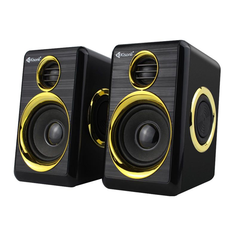 Caixa de Som Kisonli Vibebolt T005, 6W, USB, Preto e Dourado, VBT-T005-BL14-GL