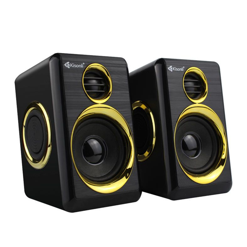 Caixa de Som Kisonli Vibebolt T005, 6W, USB, Preto e Dourado, VBT-T005-BL14-GL