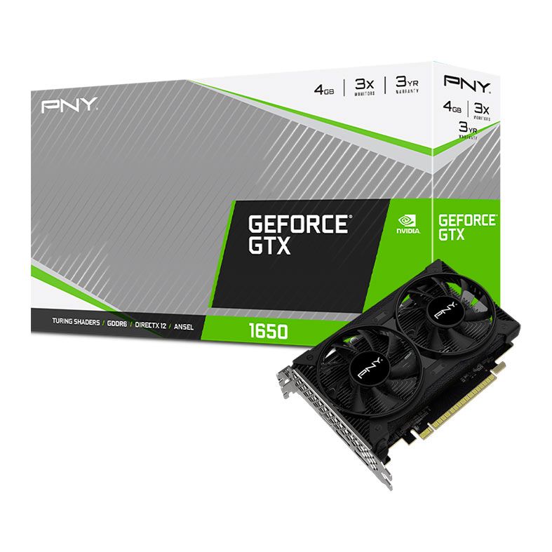 Placa de Video PNY GeForce GTX 1650  Dual Fan, 4GB, GDDR6, 128-bit, VCG16504D6DFXPB1
