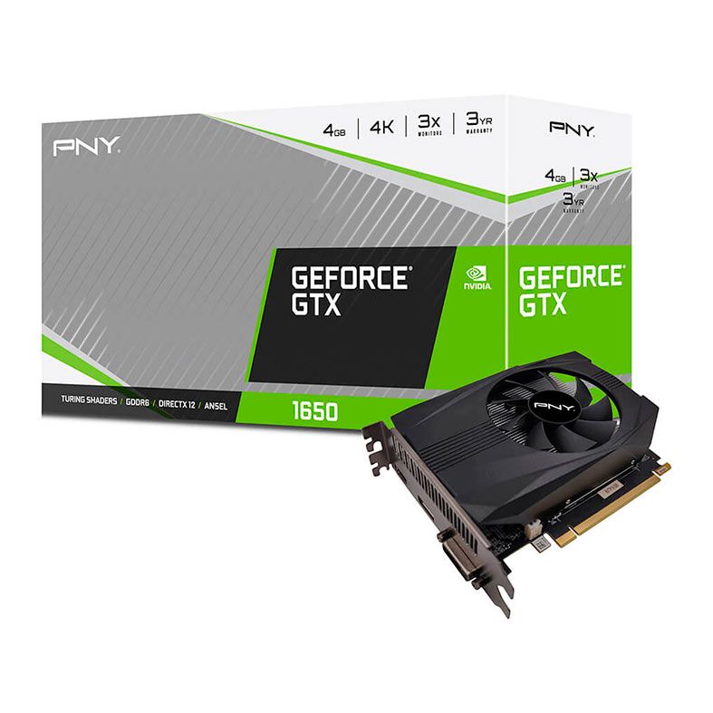 Placa de Video PNY GeForce GTX 1650, 4GB, GDDR6, 128-bit, VCG16504D6SFMPB1