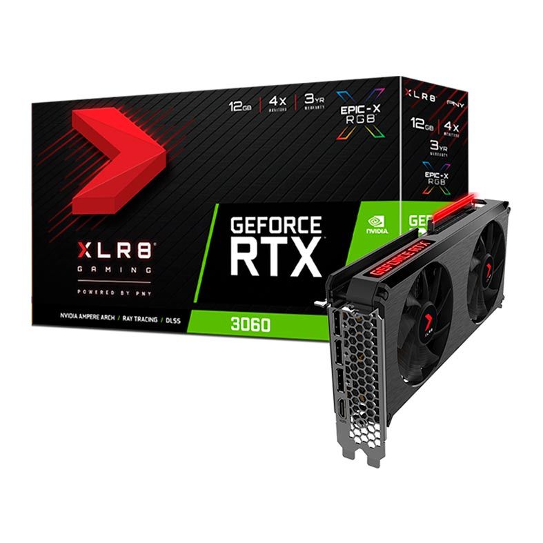 Placa de Video PNY Geforce RTX 3060 XLR8 Revel Epic-X RGB, 12GB, GDDR6, 192-Bit, VCG306012DFXPPB-NAC