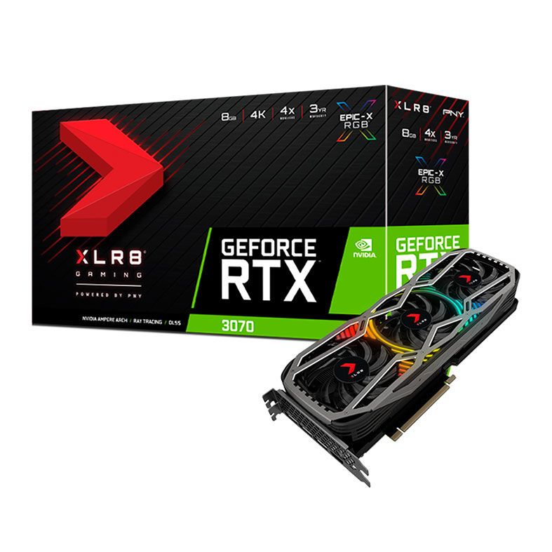 Placa de Video PNY GeForce RTX 3070 8GB GDDR6 XLR8 Gaming EPIC-X RGB 256-bit, VCG30708TFXPPB
