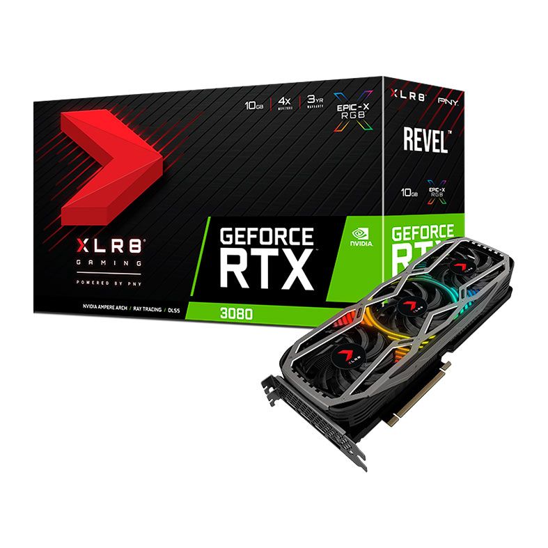 Placa de Video PNY GeForce RTX 3080 XLR8 Gaming Revel Epic-X, LHR, 10GB, GDDR6X, 320-bit, VCG308010LTFXPPB