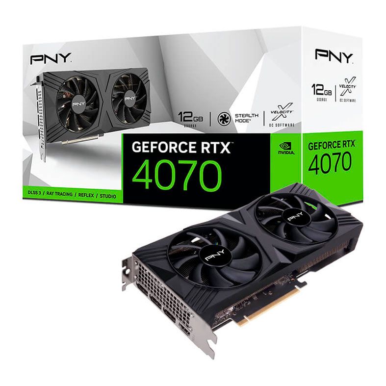 Placa de Video PNY GeForce RTX 4070 Verto, 12GB, GDDR6X, 192-bit, VCG407012DFXPB1