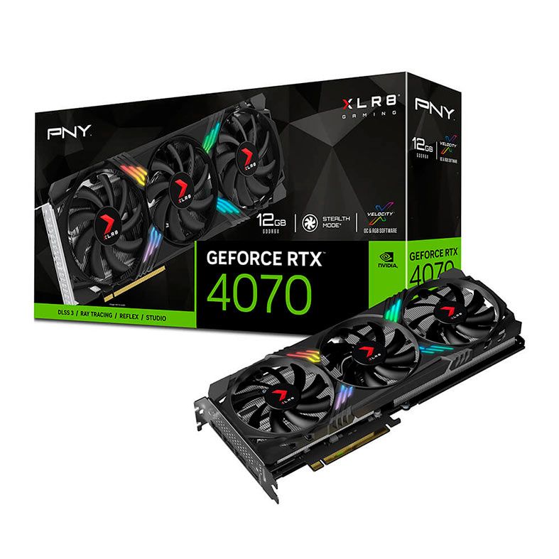 Placa de Video PNY GeForce RTX 4070 XLR8 Gaming Verto Epic-X RGB, 12GB, GDDR6X, 192-bit, VCG407012TFXXPB1