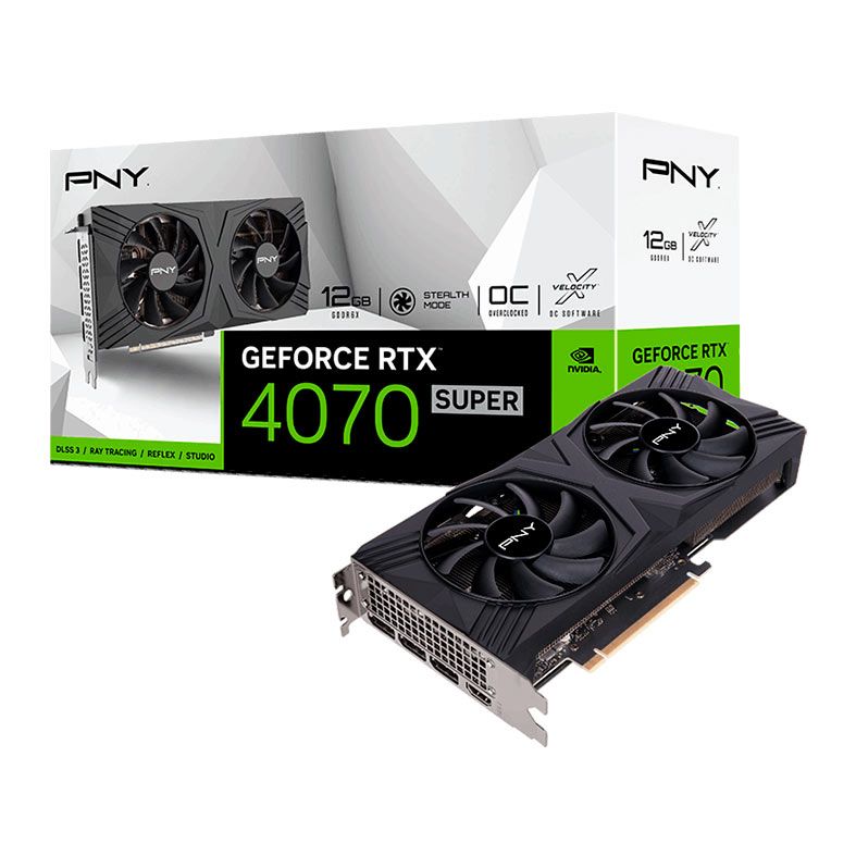OPENBOX Placa de Video PNY GeForce RTX 4070 Super Verto OC, 12GB, GDDR6X, 192-bit, VCG4070S12DFXPB1-O