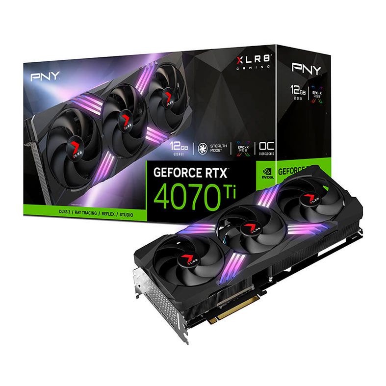 Placa de Video PNY GeForce RTX 4070 Ti XLR8 Gaming Verto TF OC, 12GB, GDDR6X, 192-bit, VCG4070T12TFXXPB1-O