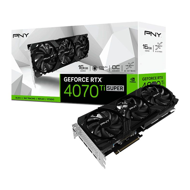 Placa de Video PNY GeForce RTX 4070 Ti Super Verto OC, 16GB, GDDR6X, 256-bit, VCG4070TS16TFXPB1-O