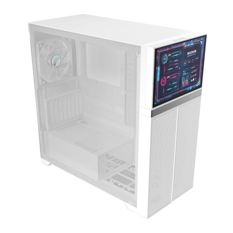 Gabinete Gamer Valkyrie VK02, Mid-Tower, Com Display, Lateral de Vidro, Branco, VK02-WH