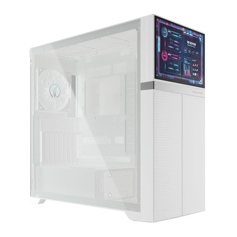 Gabinete Gamer Valkyrie VK02, Mid-Tower, Com Display, Lateral de Vidro, Branco, VK02-WH