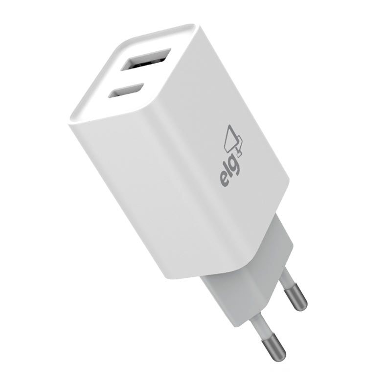 Carregador de Parede ELG Universal, USB-A/USB-C, Branco, W124C