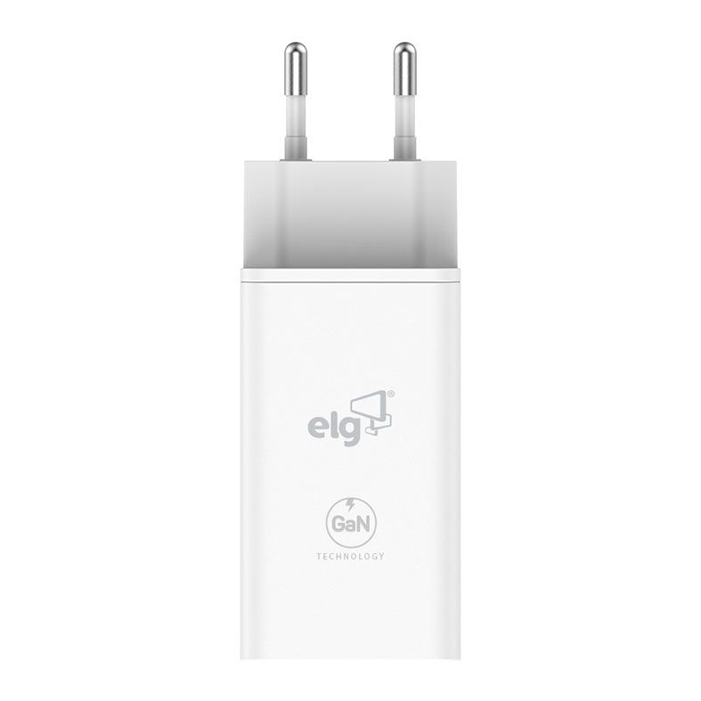 Carregador de Parede ELG Universal PD GaN, 65W, USB-C/USB-A, Branco, W65GAN