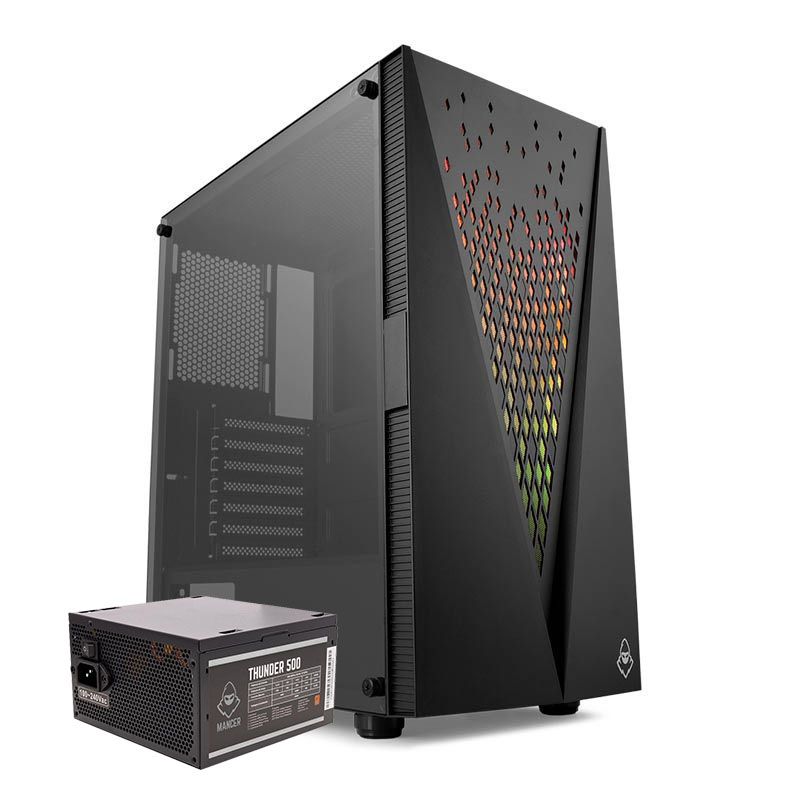Pichau Kit Upgrade, Gabinete Mancer Warlock RGB + Fonte Mancer Thunder 500W