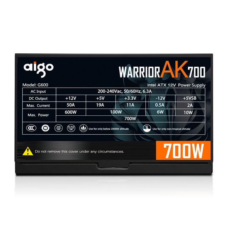 Fonte Aigo Warrior AK700, 700W, RGB, Preto, WARRIOR AK700