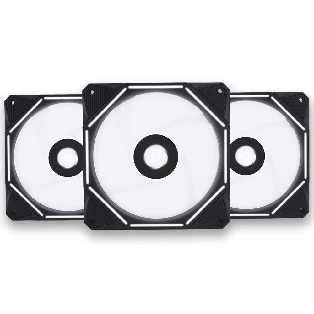 Kit Ventoinhas Pichau Wave 3x120mm Led Branco, KIT-03-WAVE-WHITE