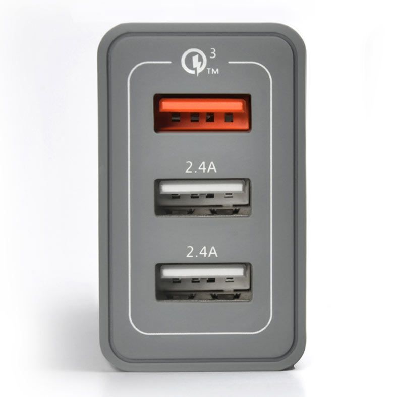 Carregador de Parede Handz QuickCharge, USB 3 em 1, Bivolt, Cinza, WC-01