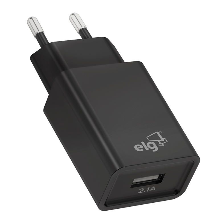 Carregador de Parede Elg Universal, USB-A, Bivolt, Preto, WC1APT